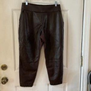 NWOT Faux Leather/Ponte Belle by Kim Gravel Pull on Jogger Espresso sz 14 Petite